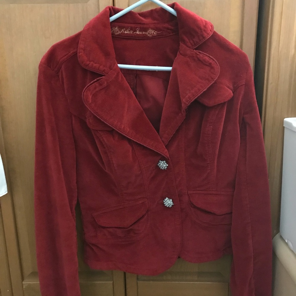 *Donated* Red velour jacket by Kick it Jeans size small